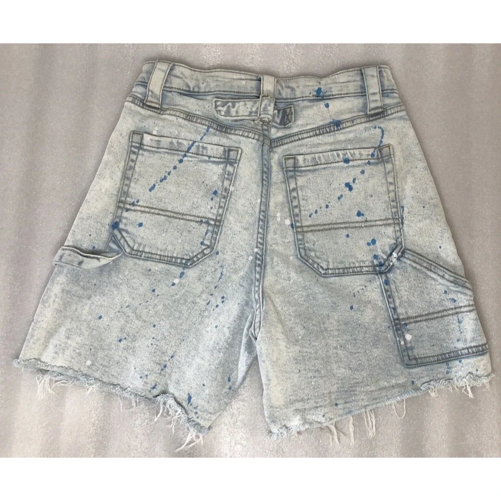 Wild Fable Highest Rise Utility‎ Paint Splatter Bermuda Jean Denim Shorts Size 0
